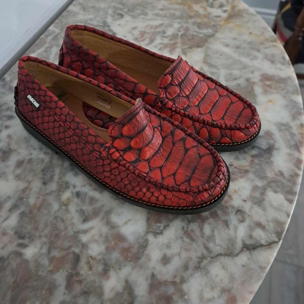 Fascani Girls Red Snake-Skin Dress Shoes Size 35 (US 4.5)